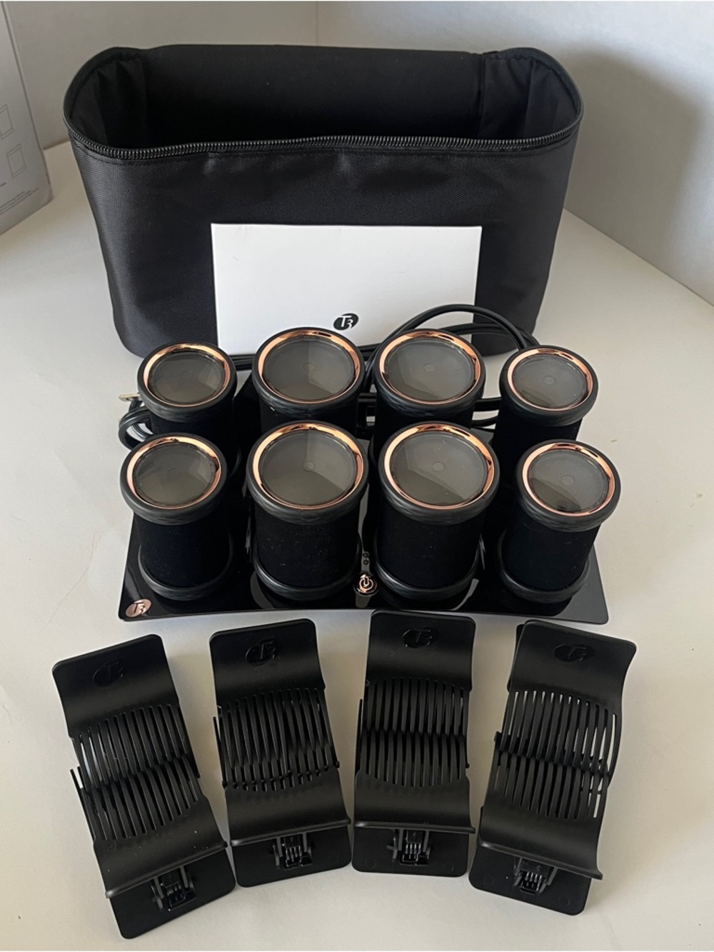 T3 Volumizing Hot Rollers Luxe Set with Clips Base Travel Case- Brand New No Box